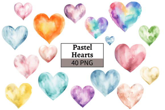 Download Watercolor Pastel Hearts Illustrations - Illustration Collection