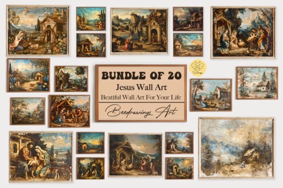 Download Oil Painting Jesus Wall Art Bundle - Wall art Collection