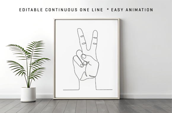 Download Minimalist Line Art Hand Peace Gesture - Minimal Collection
