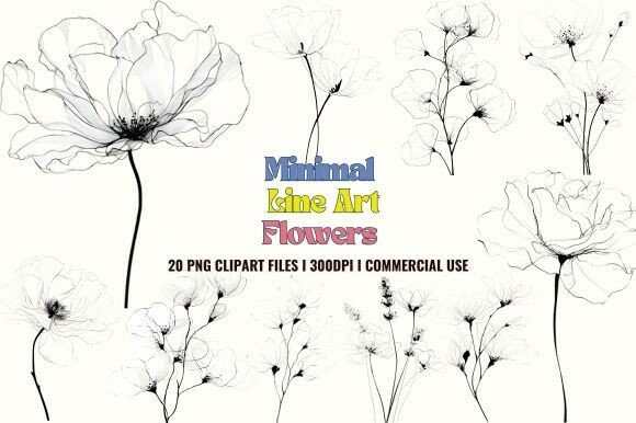 Download Minimal Line Art Flowers Clipart - Minimal Collection