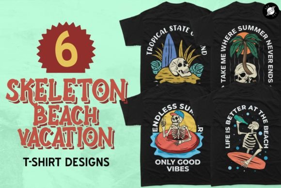 Download Skeleton Summer Beach T-shirt Designs - Beach Collection
