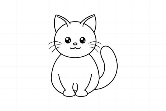 Download Kawaii Ragdoll Cat Line Art Illustration - Illustration Collection
