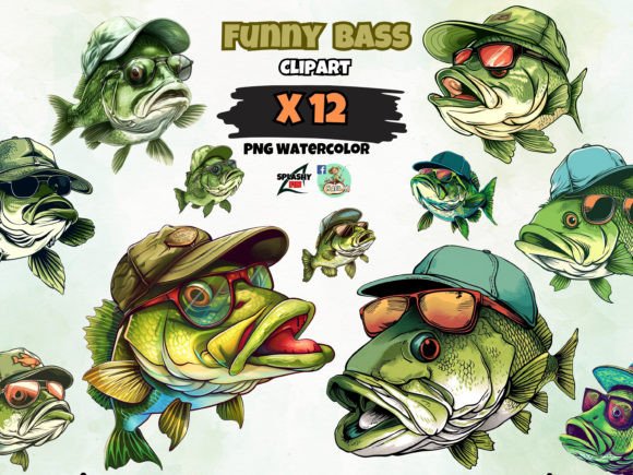Download Illustration Funny Bass Fish - Illustration Collection