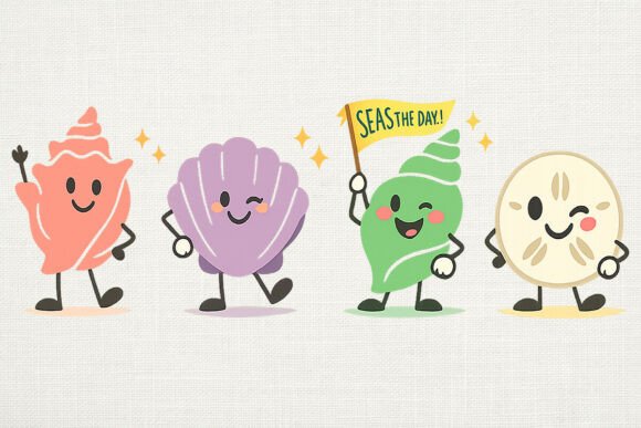 Download Happy Seashell Doodles PNG Beach Clipart - Beach Collection