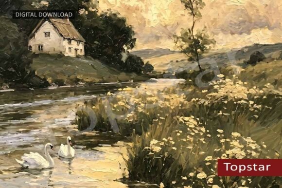 Download River Swans Golden Summer Wall Art Decor - Wall art Collection