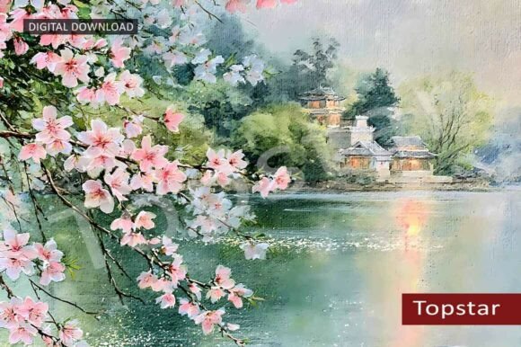 Download Cherry Blossom Summer Landscape Wall Art - Wall art Collection