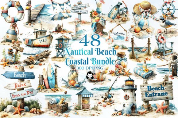 Download Nautical Beach &amp; Coastal Clipart - Beach Collection
