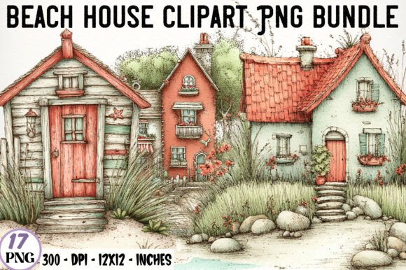 Download Beach House Clipart Png Bundle - Beach Collection