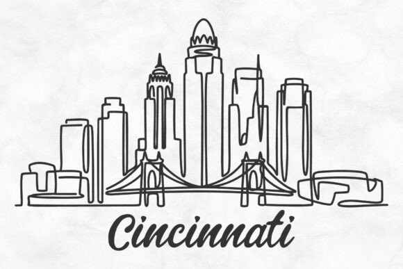 Download Cincinnati Skyline Minimalism Drawing - Minimal Collection