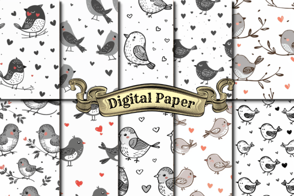 Download Minimal Bird Pattern Digital Paper - Minimal Collection