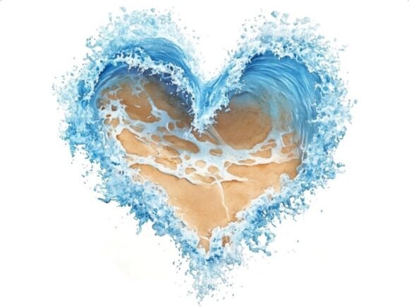 Download 10 Wave Water Beach Heart Shape Clipart - Beach Collection