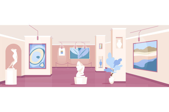 Download Trendy Art Gallery Flat Illustration - Illustration Collection