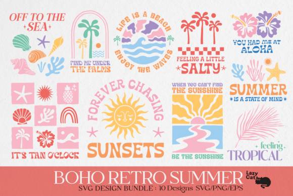 Download Boho Retro Summer Beach SVG Bundle - Beach Collection