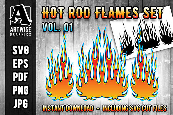 Download Hot Rod Fire Flame Vector Graphics Set - Premium Bundle