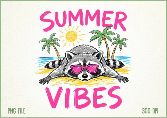 Download Summer Vibes Raccoon Beach Vacation PNG - Beach Collection