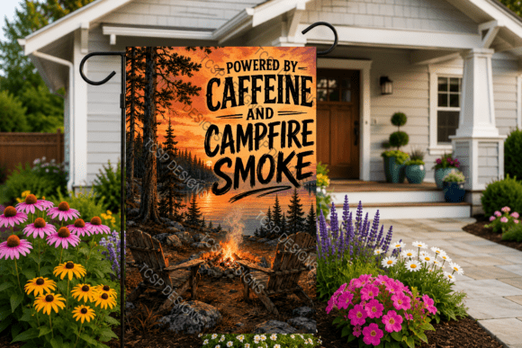 Download Caffeine and Campfire Smoke Garden Flag - Fire Collection