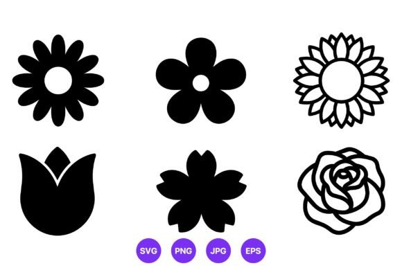 Download Black White Floral Icon Set - White Collection