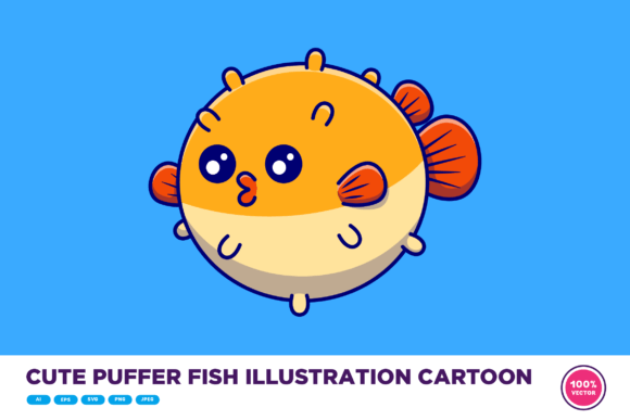 Download Cute Puffer Fish Illustration Cartoon - Illustration Collection