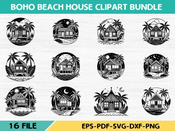 Download Boho Beach House Clipart Bundle - Beach Collection