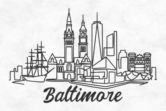 Download Baltimore Skyline Minimalism Drawing - Minimal Collection