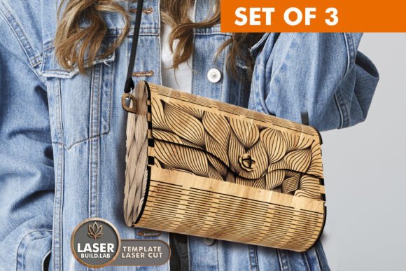 Download Set of 3 Laser Cut Wooden Bag - Premium Bundle