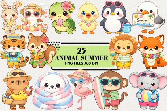 Download Kawaii Beach Animal Summer Clipart - Beach Collection