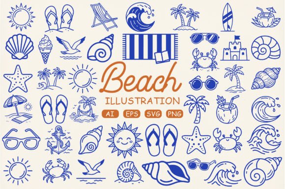 Download Beach Illustration Set - Beach Collection