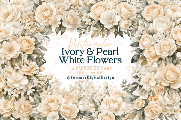 Download Watercolor Ivory and Pearl White Flowers - White Collection