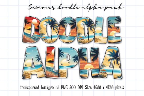 Download Summer Vacation Sea Beach Doodle Letters - Beach Collection